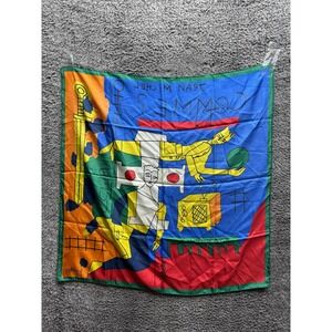 Jean-Charles JC De Castelbajac Abstract‎ Art Graphic Print Silk Scarf Multicolor